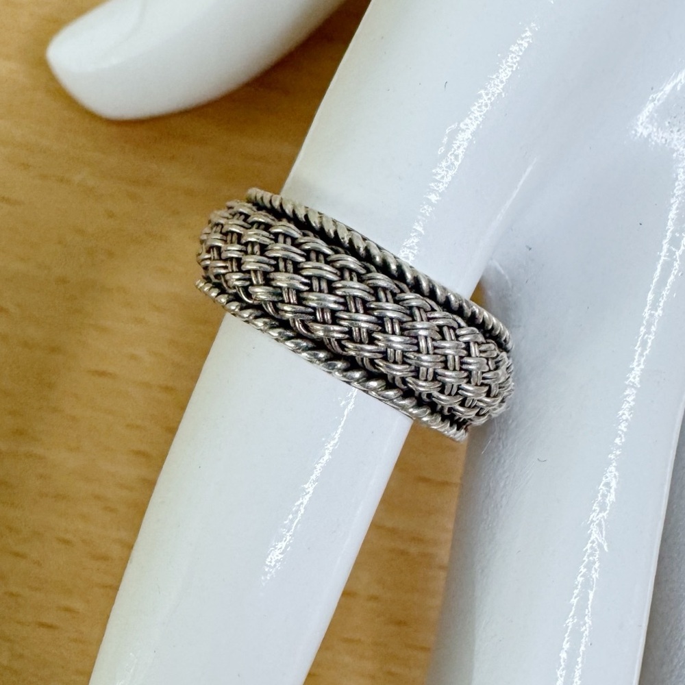Silver Woven Braided Band Ring Size 7 Hallmarked 925